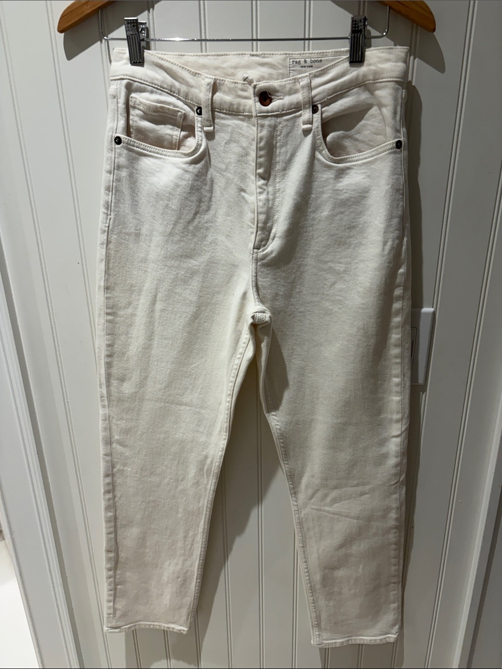 Rag & Bone High-Rise Women’s White Jeans Wren High-Rise Slim Straight